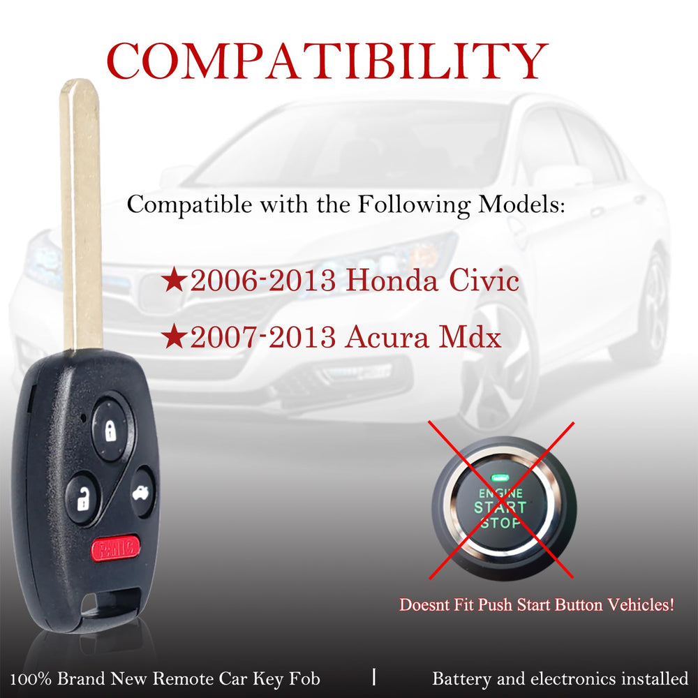 MechanMagic Honda Civic EX Si remote back view, compatible with 4-button keyless entry.