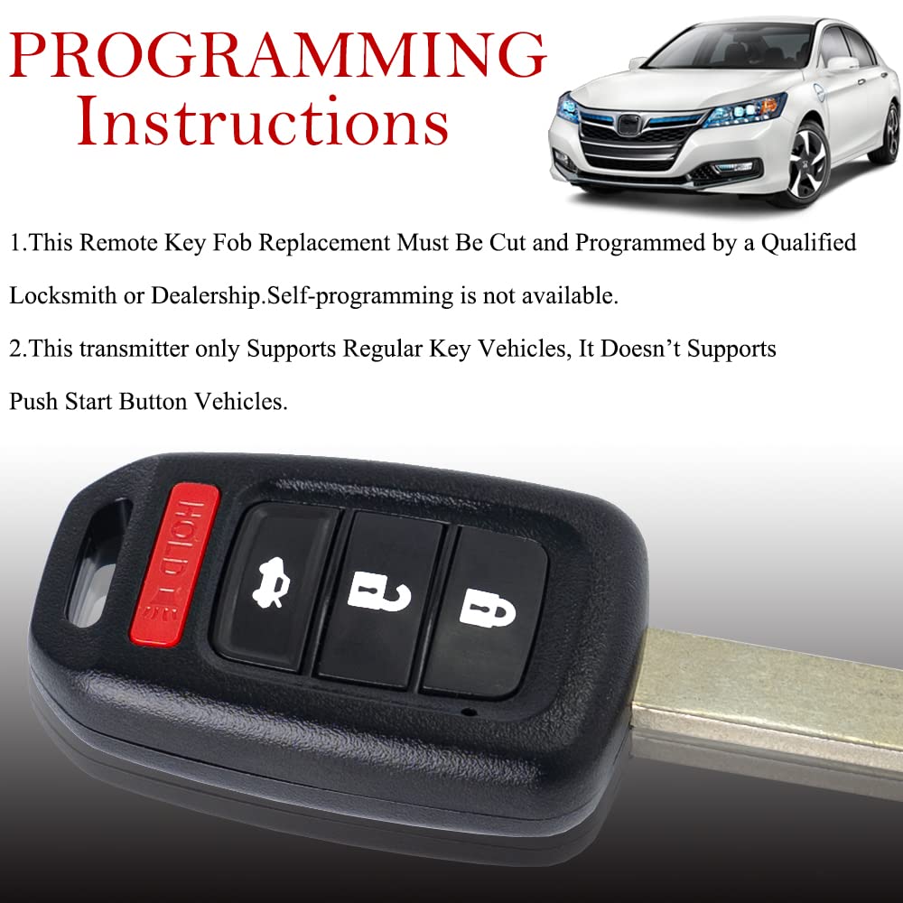 MechanMagic key fob remote for Honda Accord back view, pre-installed electronics.