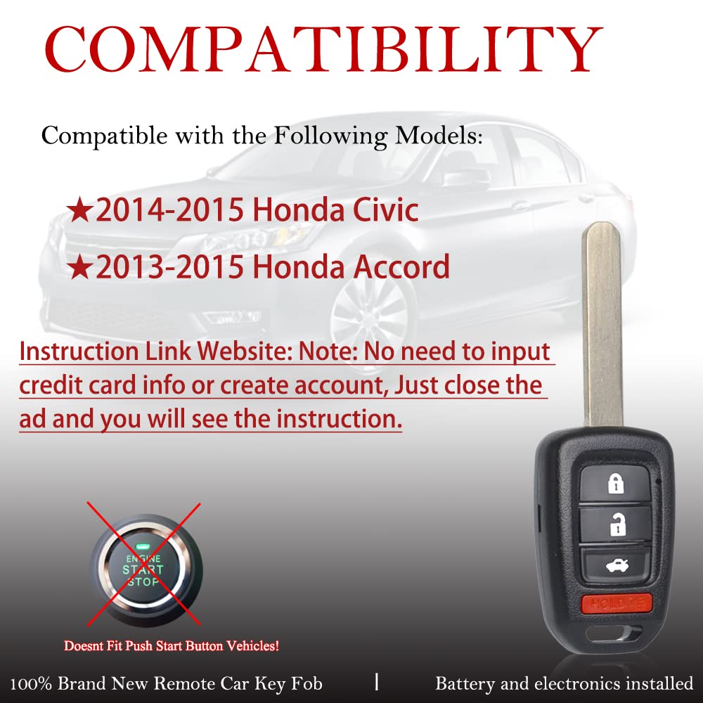 MechanMagic key fob remote for Honda Civic back view, compact replacement.