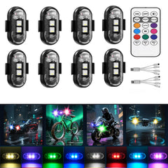 Mechazhe 8 pack remote LED strobe lights with wireless control for cars and bikes.