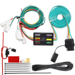 MECMO 4-pin trailer harness connects to RAV4 for plug-and-play towing lights.