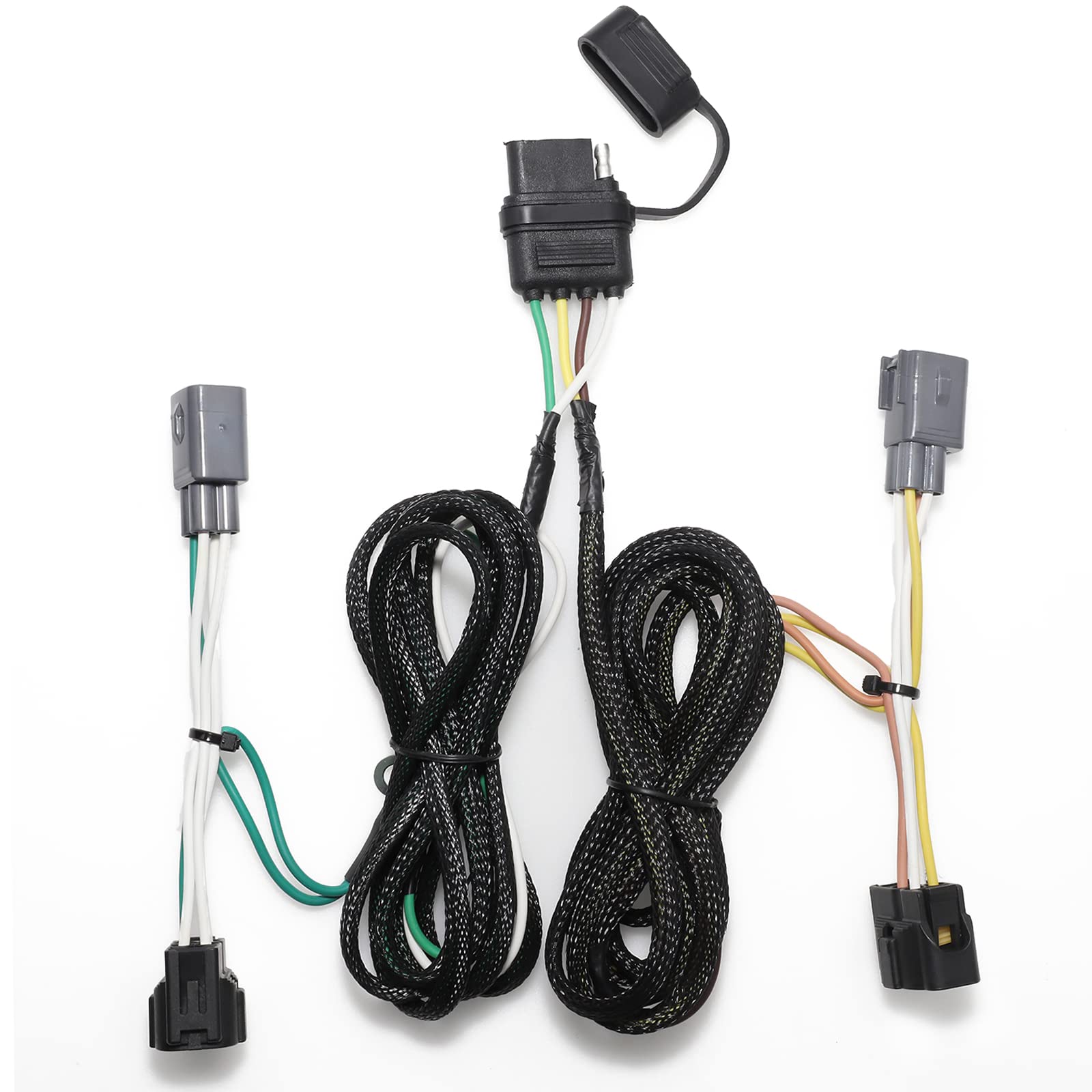 MECMO 4-Way flat harness back connector shows Jeep TJ compatibility and stable lighting.