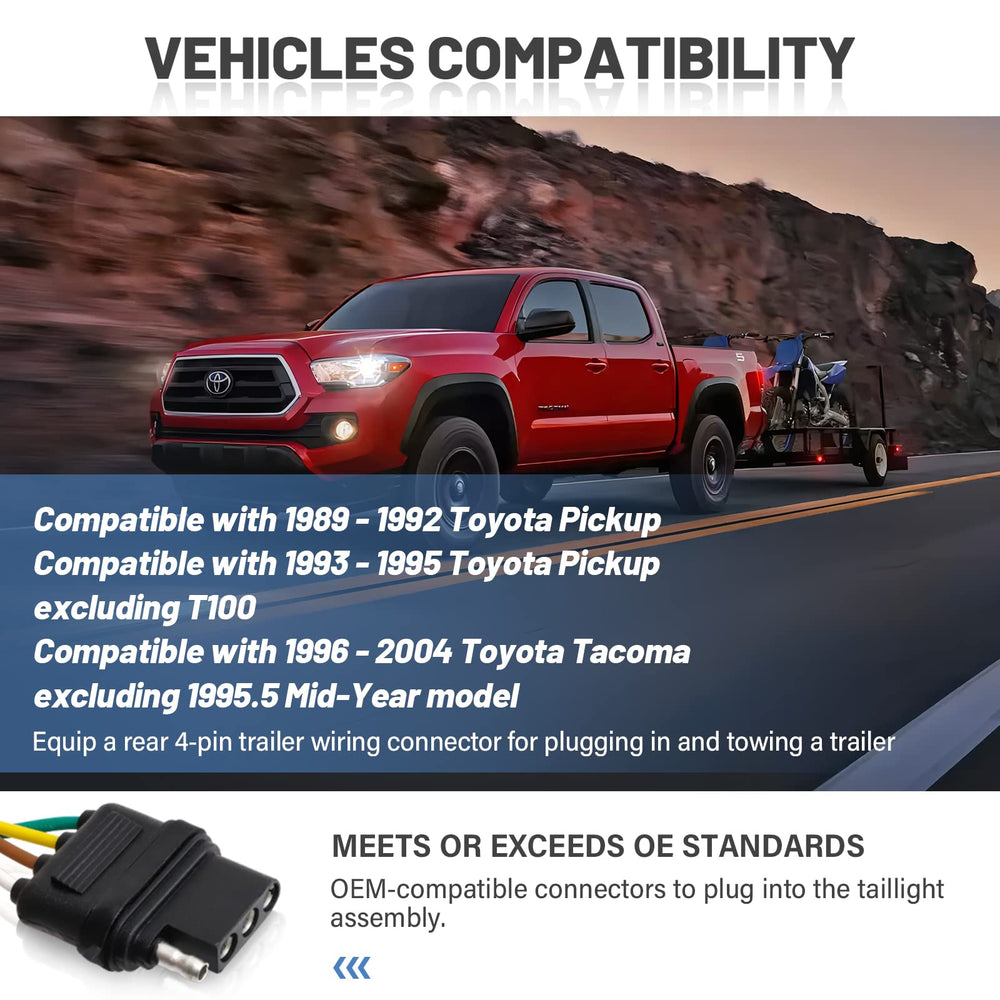 MECMO 4-way flat trailer light plug at Toyota Pickup rear for simple tail light hookup.