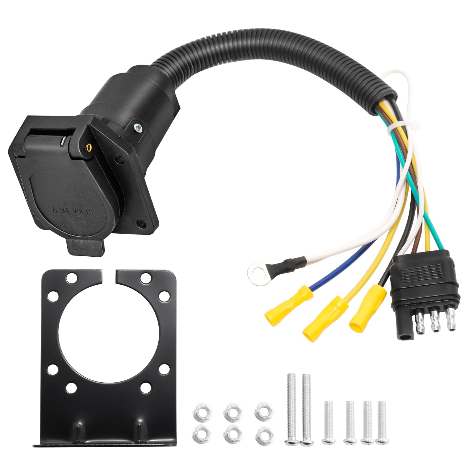 MECMO 4-pin to 7-pin trailer adapter front view for versatile towing
