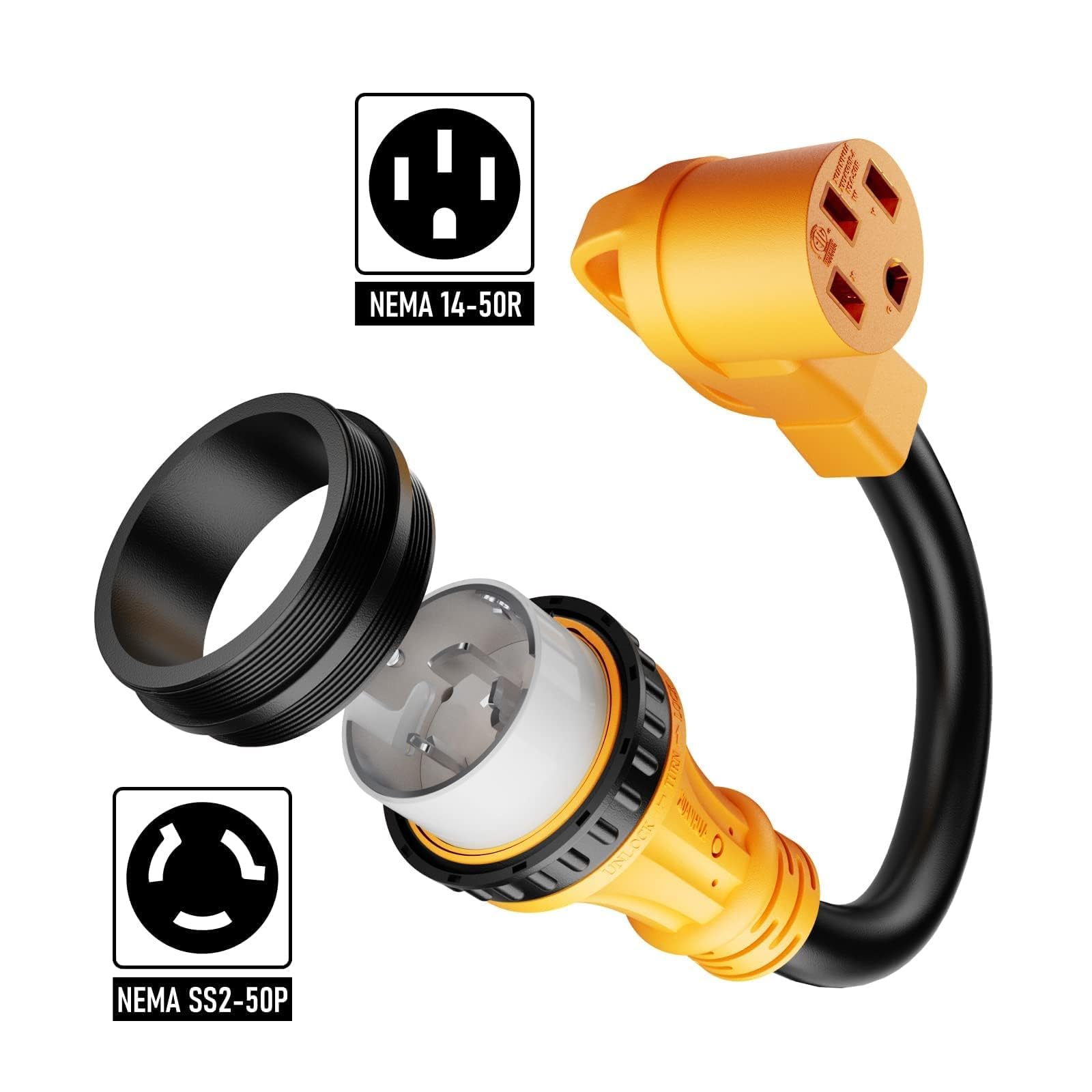 MECMO 50A marine plug with locking ring for secure connection