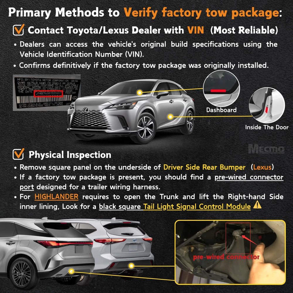 MECMO 56083 for Lexus RX350/RX450h and RX350L, simple tow-package integration.