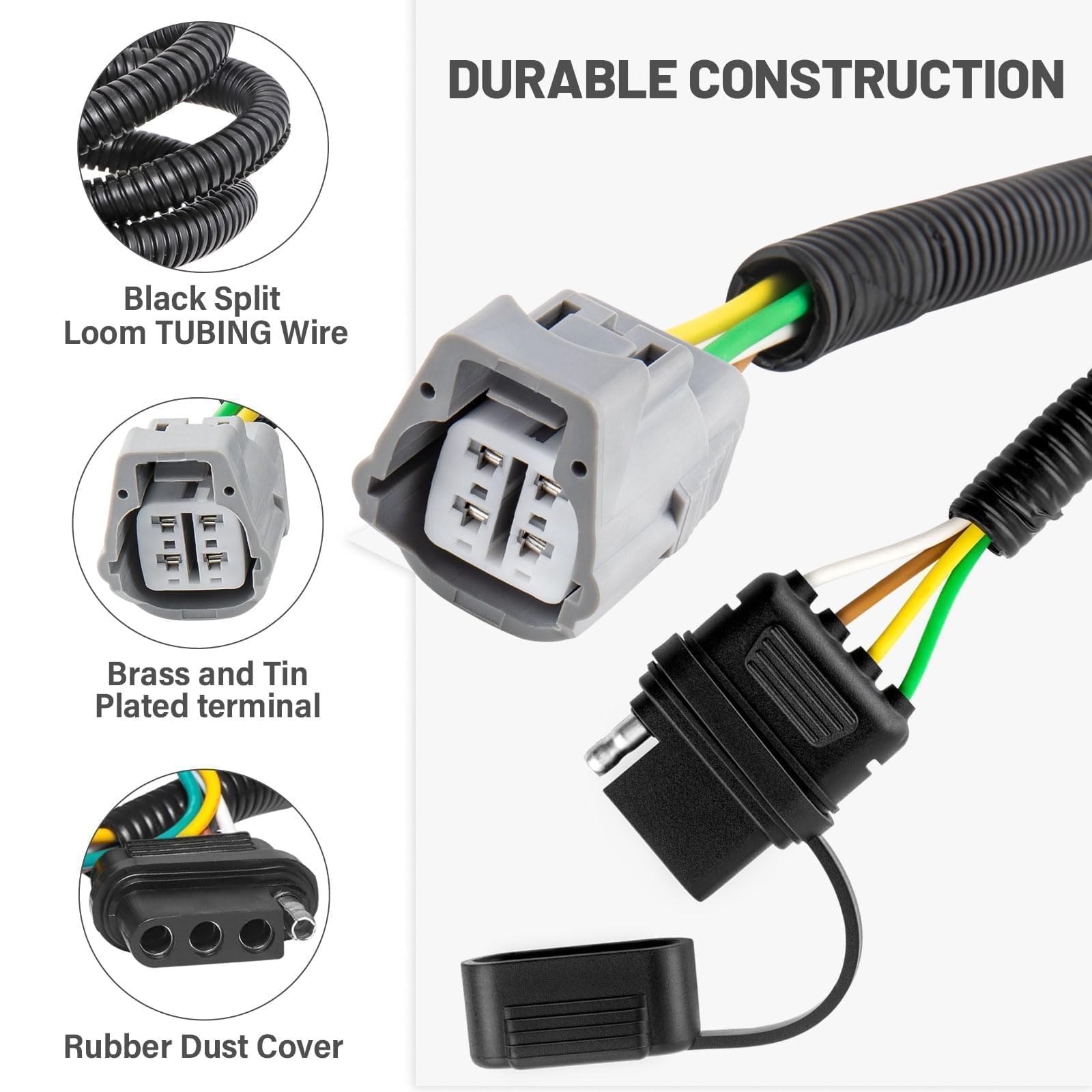 MECMO 56083 plug-and-play connector plugs into OEM trailer light wiring.