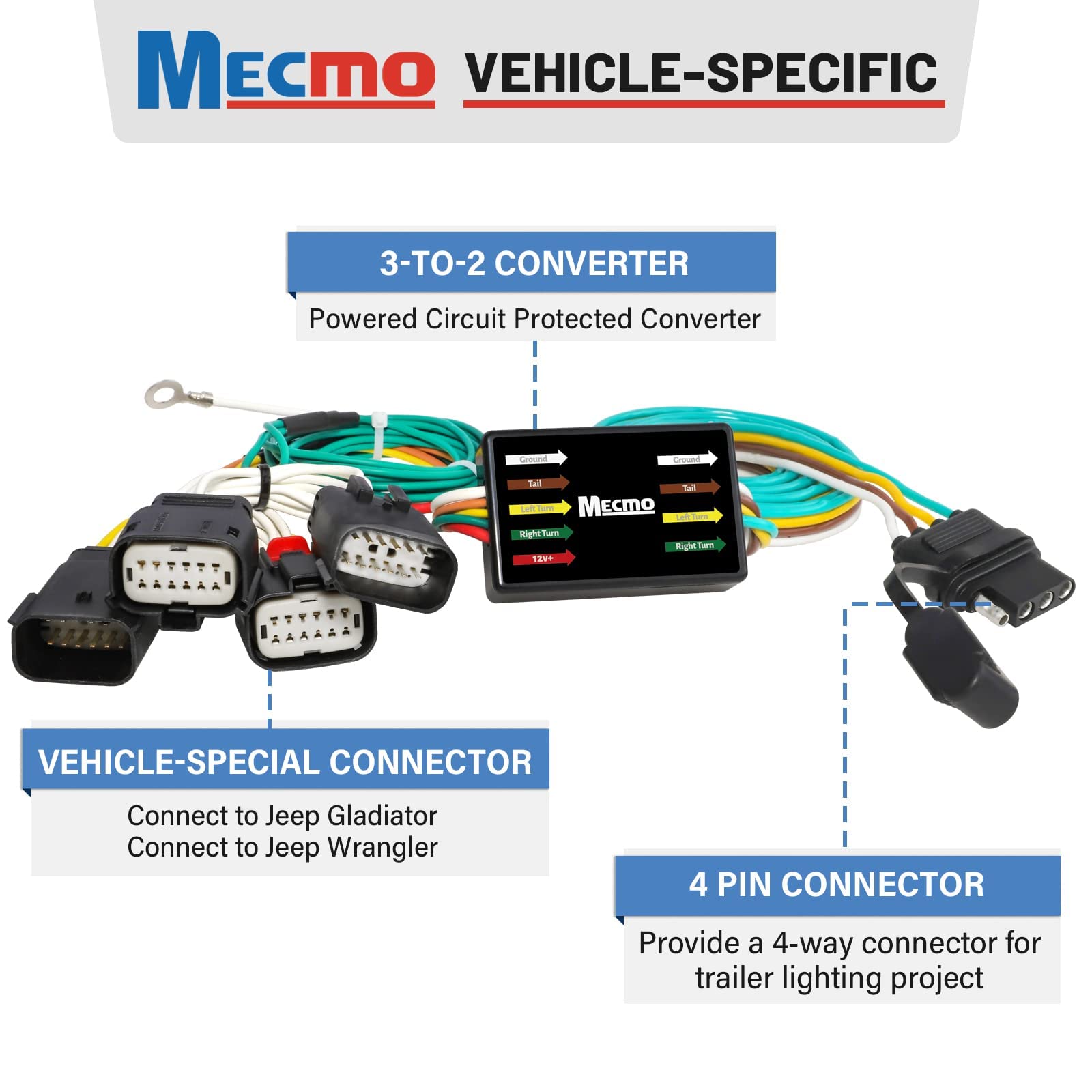 MECMO 56407 4-pin trailer connector enabling reliable tail lights and signals on demand.