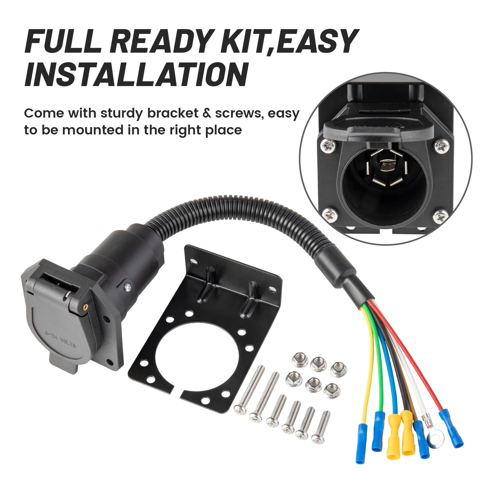 MECMO 7-pin wiring harness for easy, color-coded RV wiring integration.