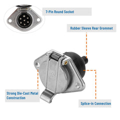 MECMO 7-pin round socket with die-cast zinc housing for durability