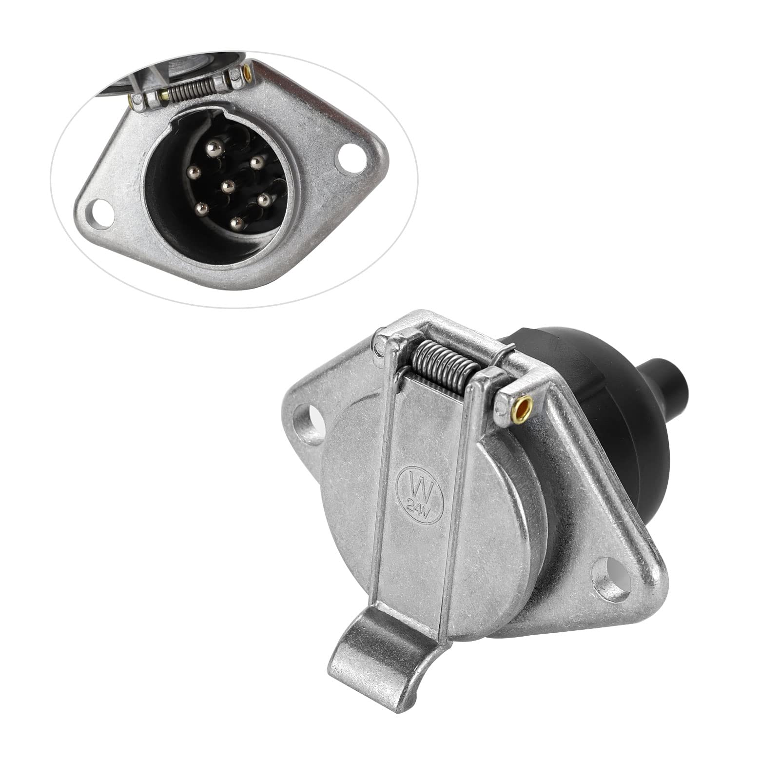 MECMO 7-pin round socket front view for reliable vehicle connections