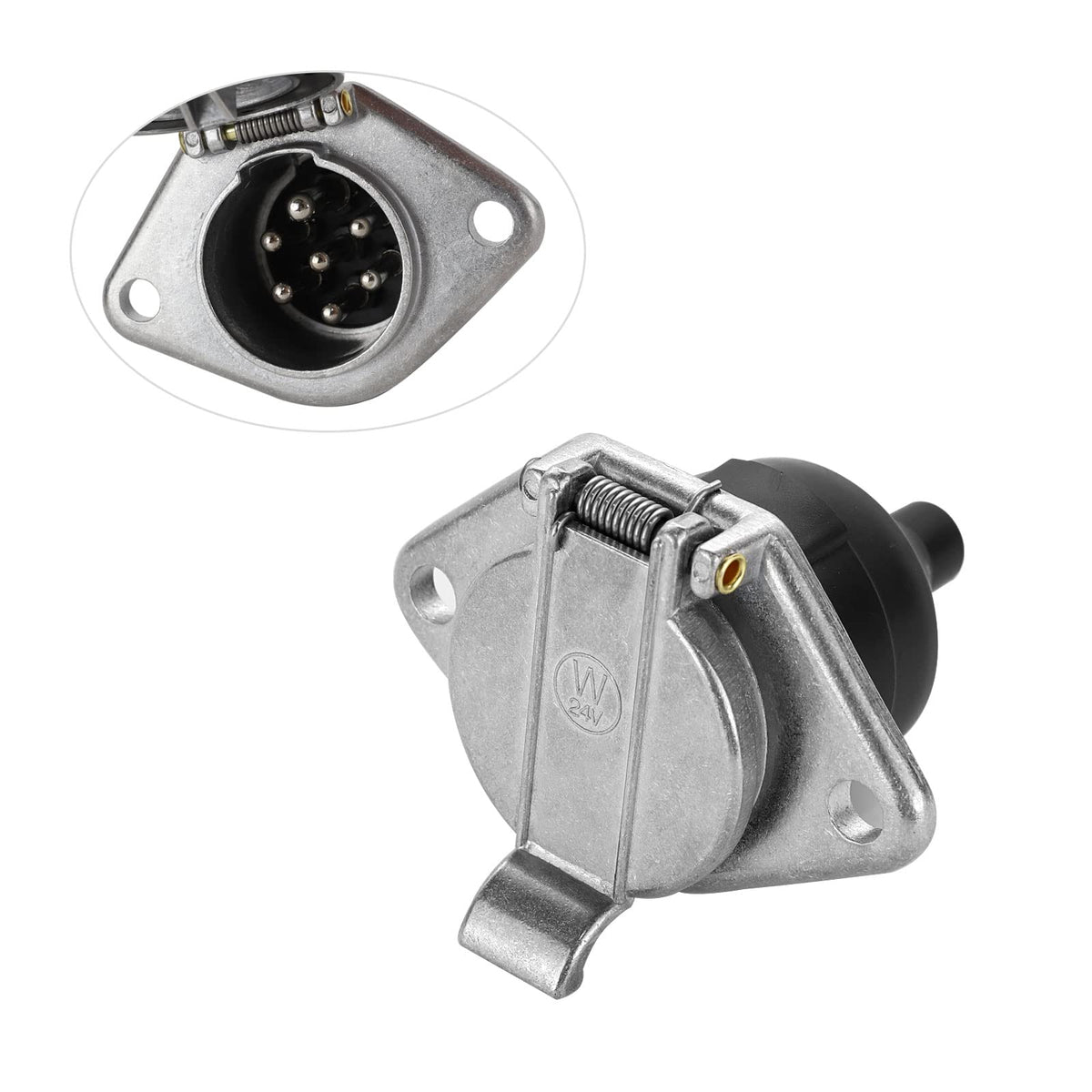 MECMO 7-pin round socket front view for reliable vehicle connections
