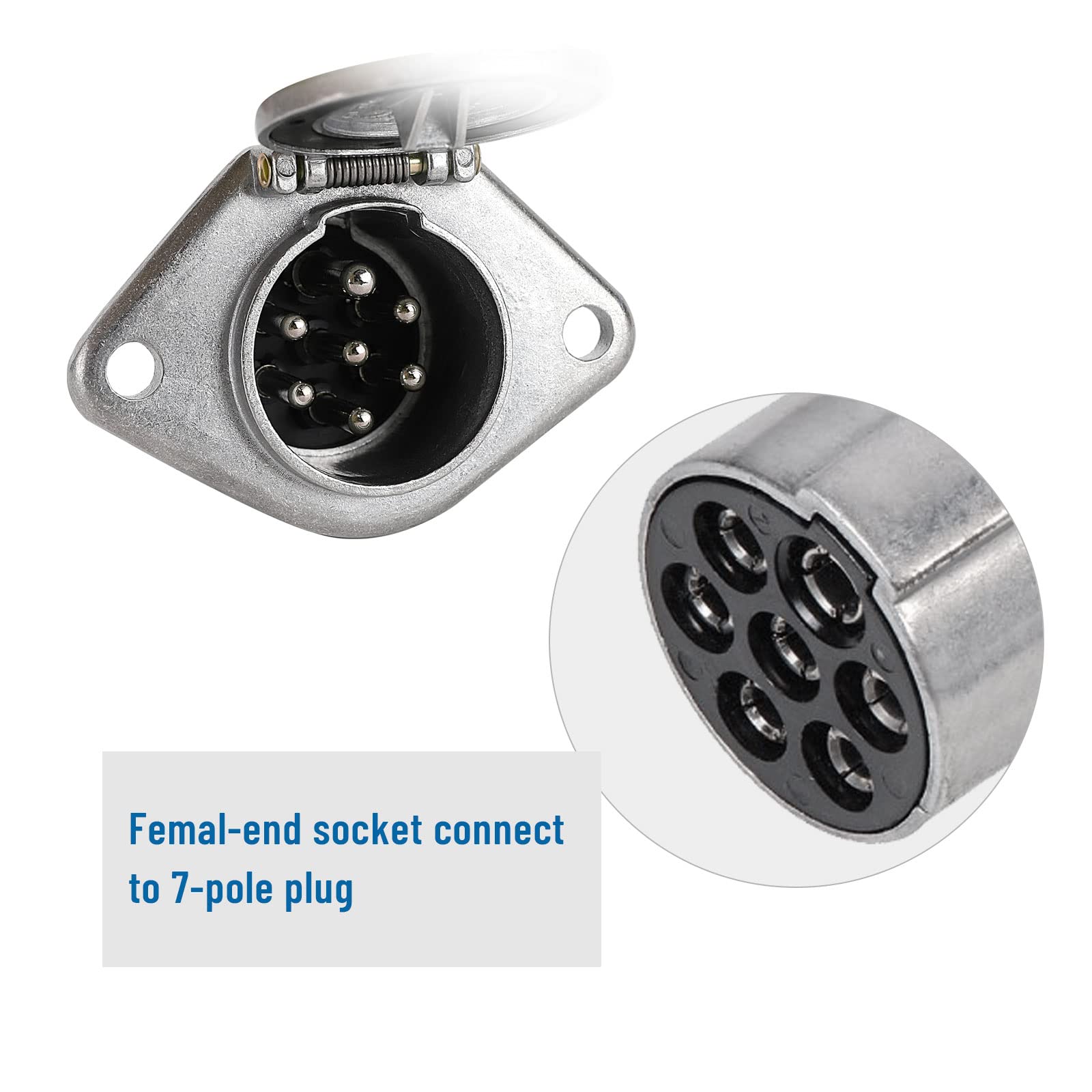 MECMO 7-pin socket rear with rubber grommet for weather resistance