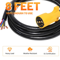 MECMO 7pin trailer side plug copper blade emphasizes strong conductivity for safe signal transmission.