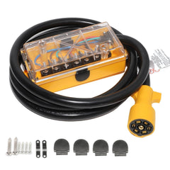 MECMO 7-way junction box with 8ft cord for trailer lighting upgrades.