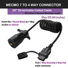 MECMO coiled trailer wiring cable keeps cords elevated and tangle-free