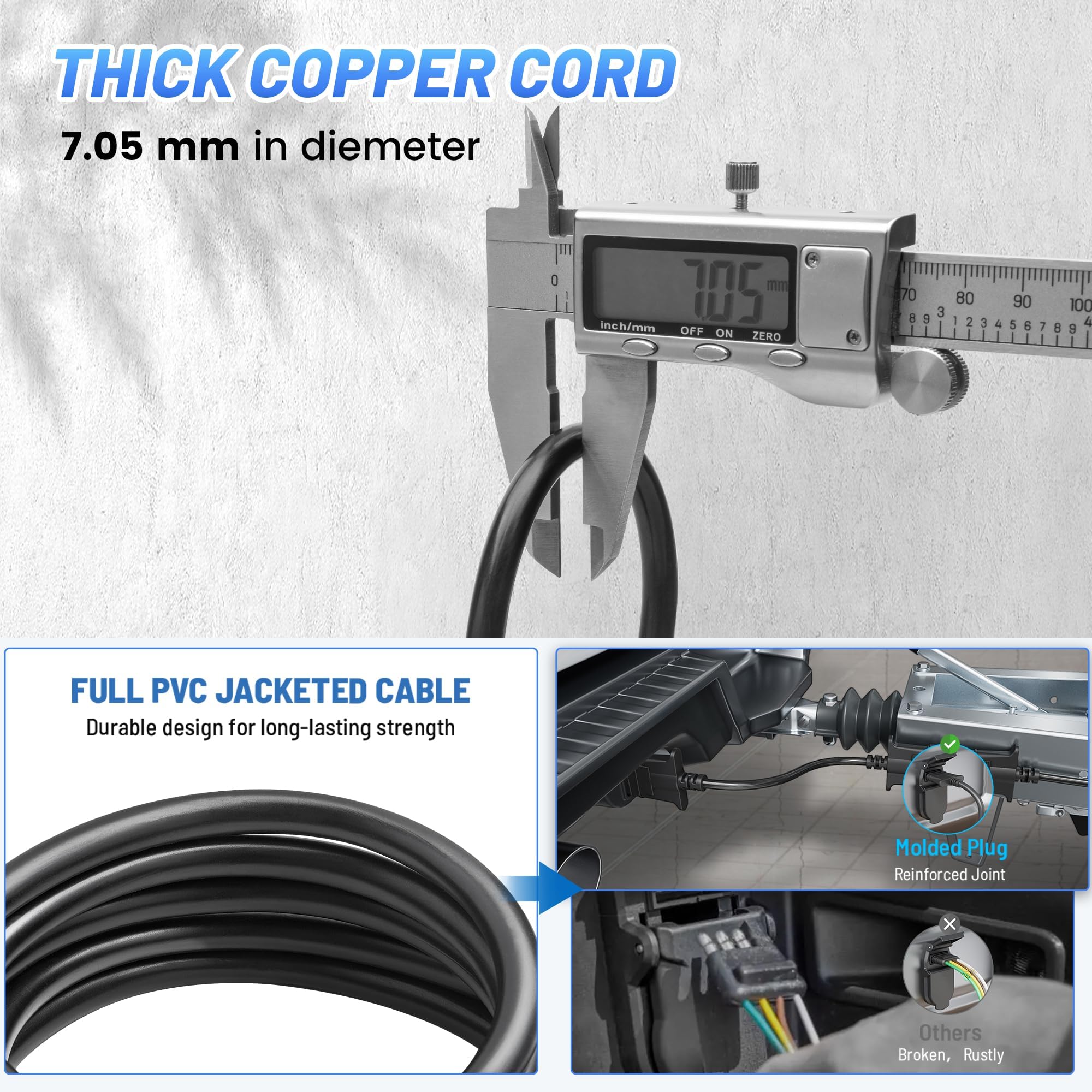 MECMO color-coded wires simplify installation on compatible 4-way flat sockets.