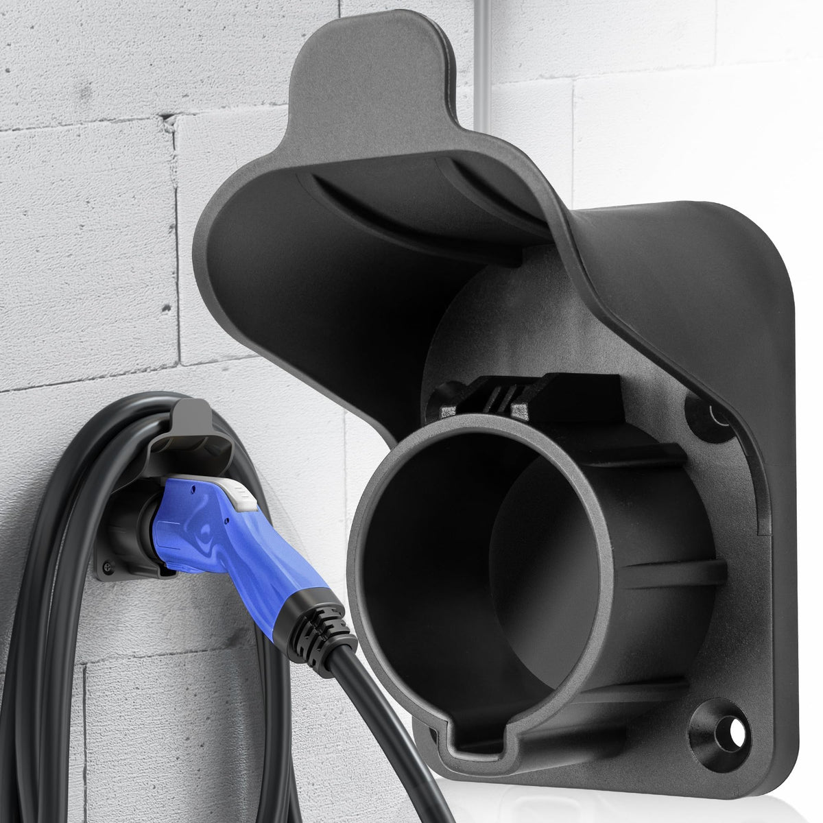 MECMO EV charger holder wall mount keeps the J1772 plug organized