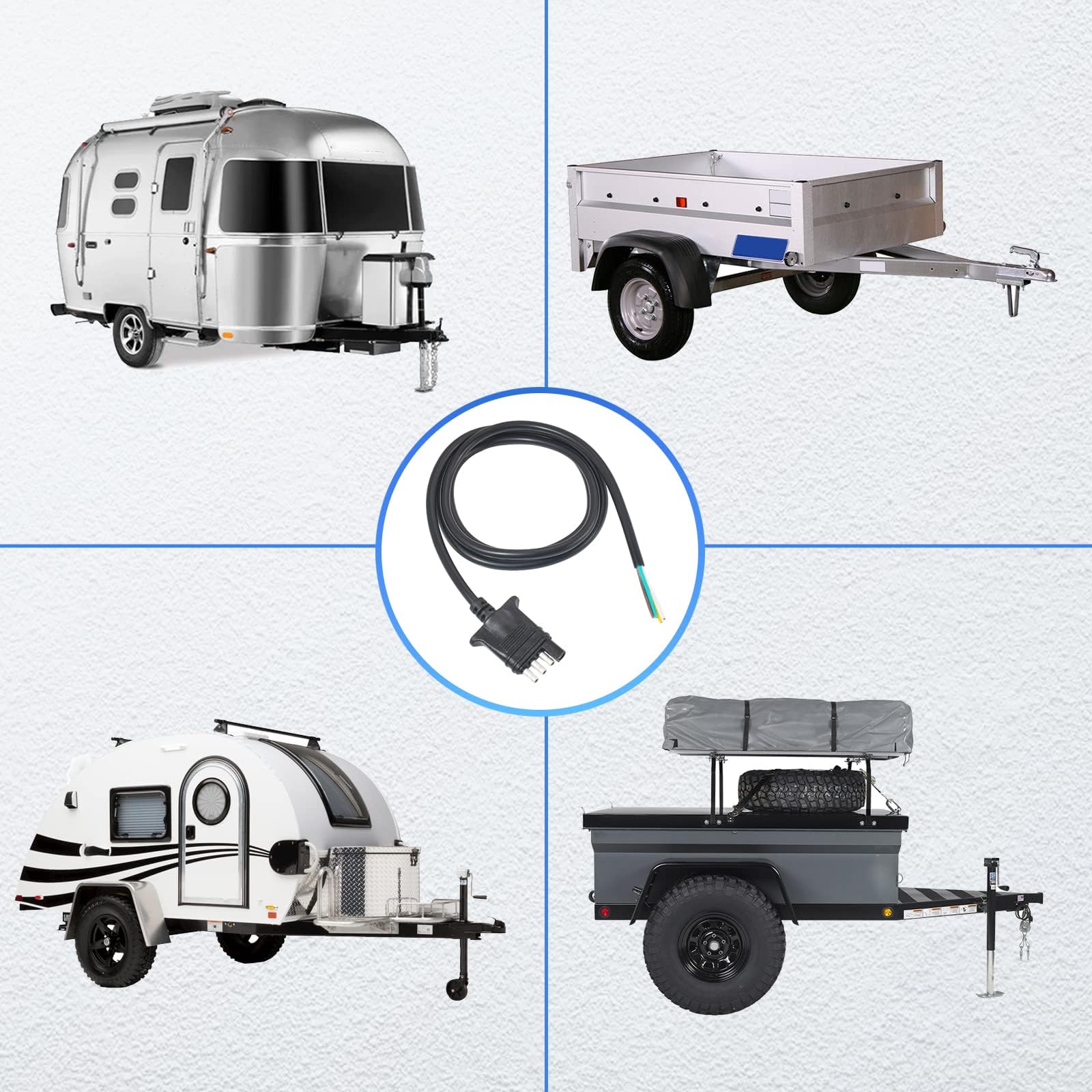 MECMO heavy-duty trailer harness close-up with rugged 5-foot lead.