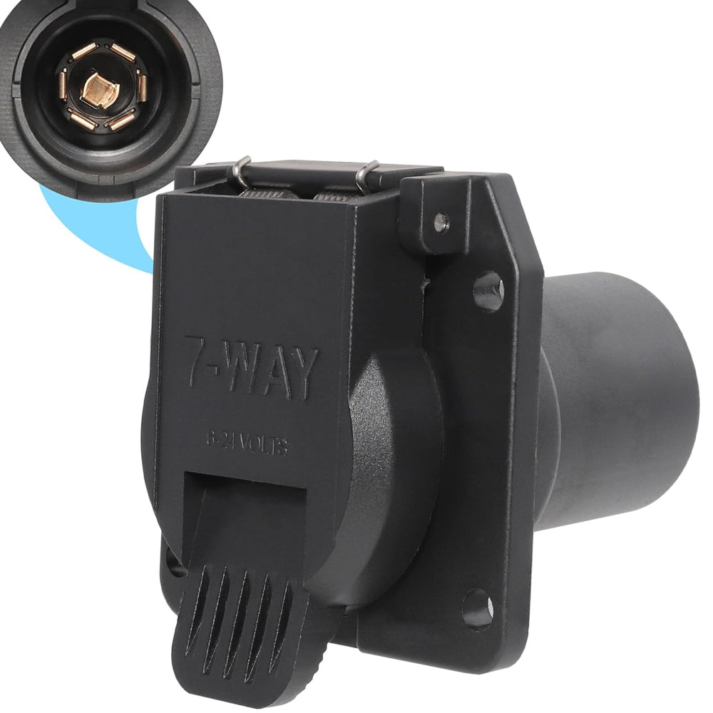MECMO OEM-Style 7-Way RV Blade Socket front view ready for trailer power