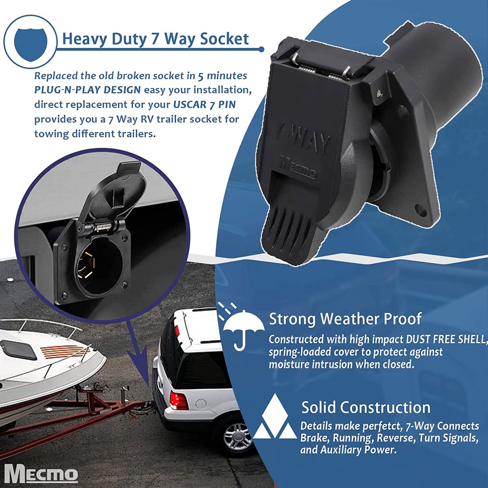 MECMO OEM-style replacement socket ideal for factory tow package installations