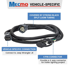 MECMO plug-and-play harness for Wrangler JK simplifies installation behind the tail light