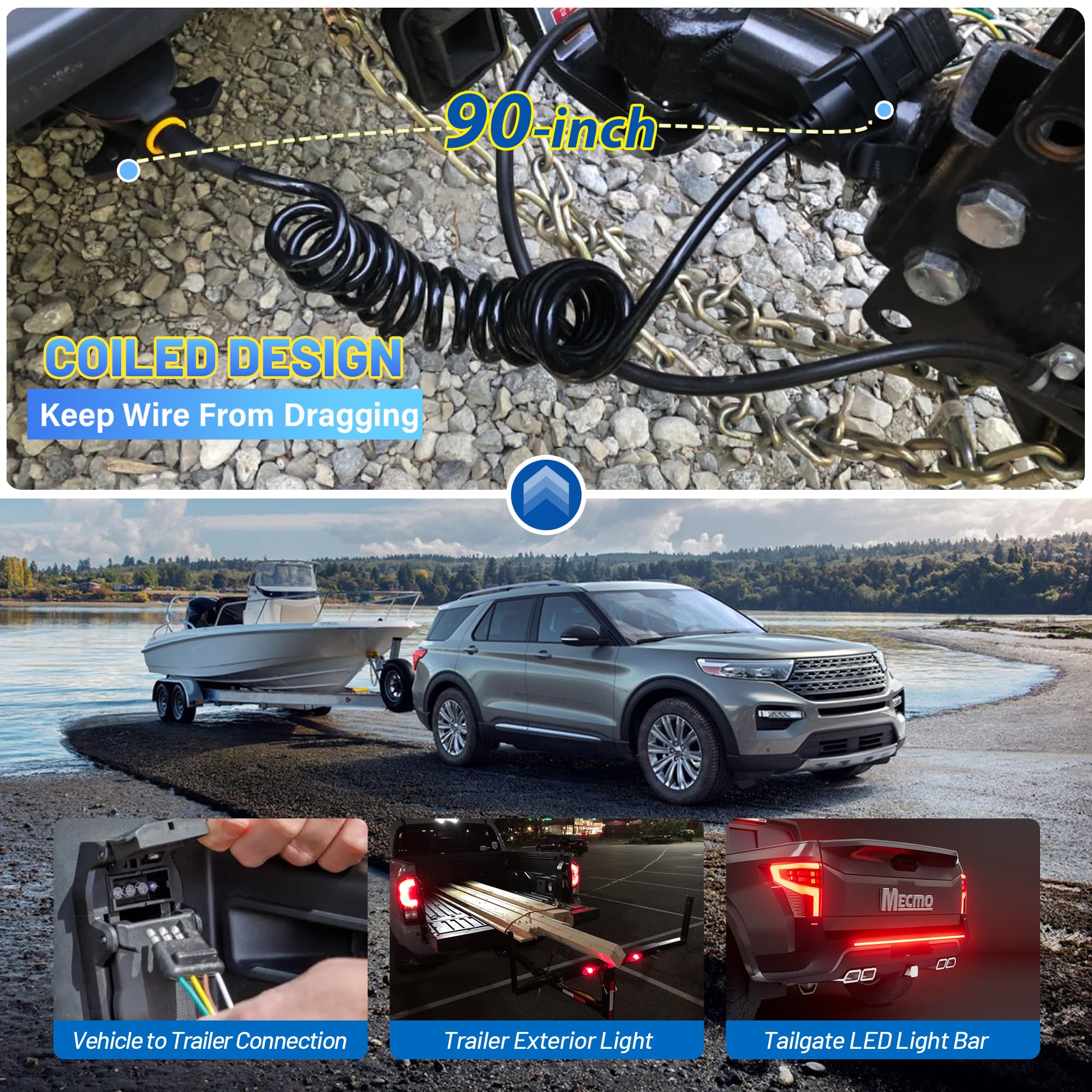 MECMO plug-and-play trailer wire enables quick, no-cut connections.