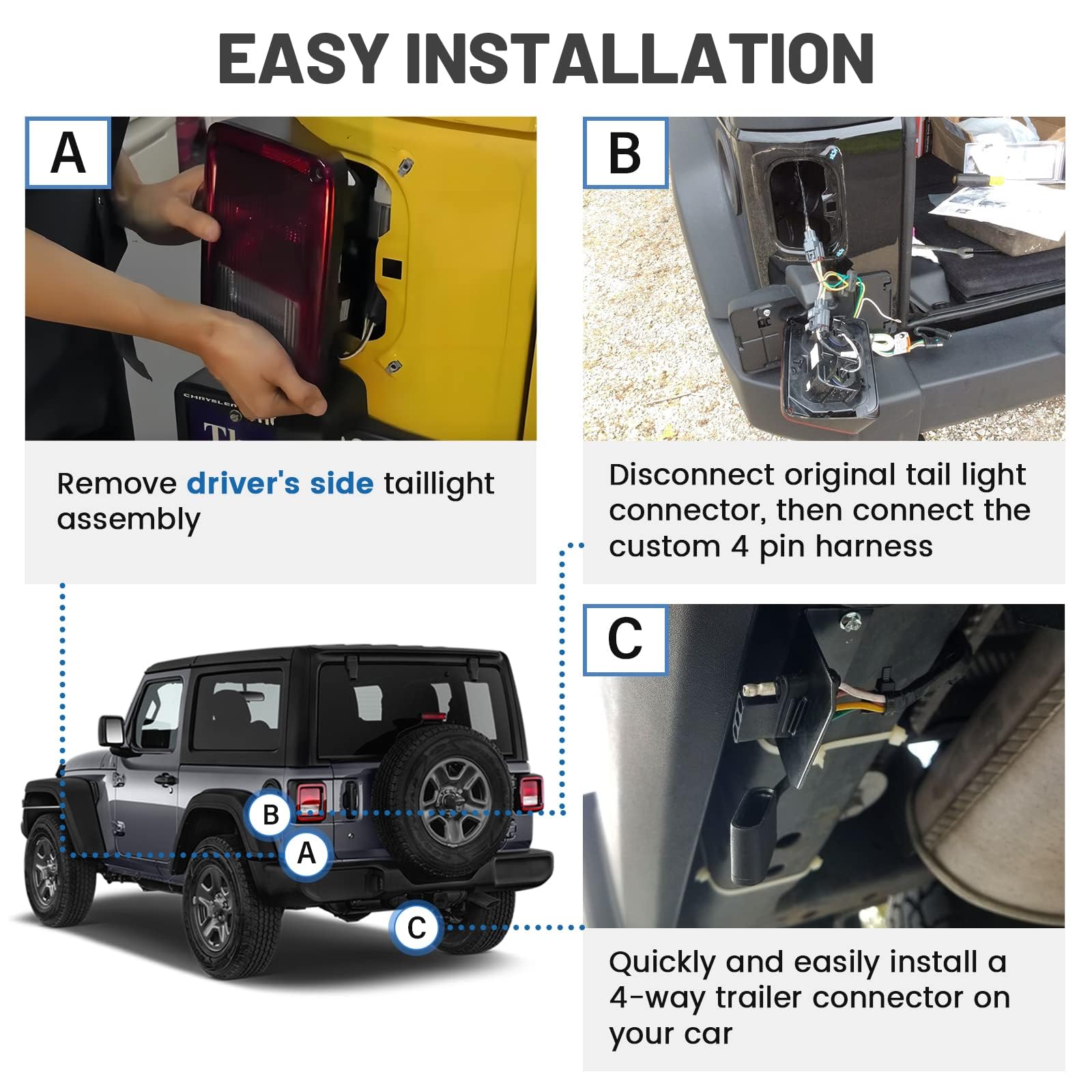 MECMO tail-light connector ensures proper signal transmission for Wrangler JK