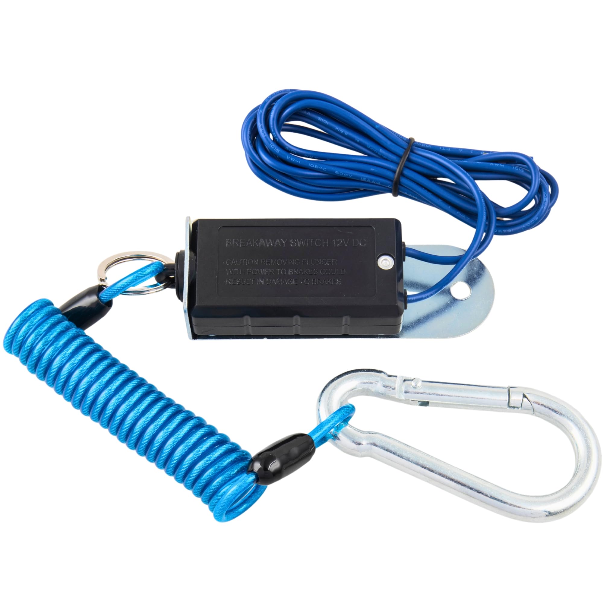 MECMO trailer breakaway switch with 5ft coil lanyard ensures secure towing safety.