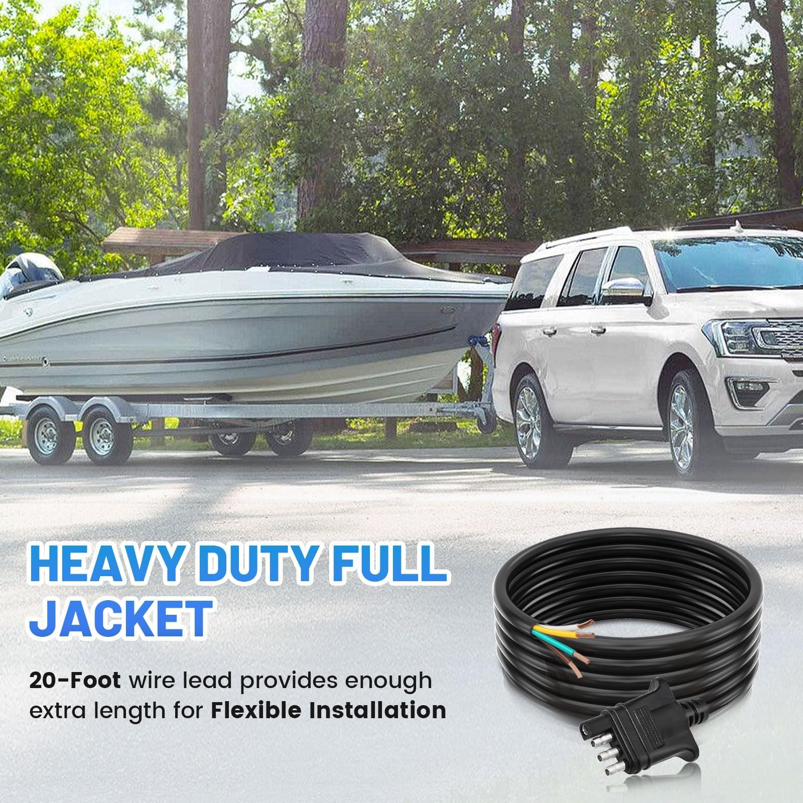 MECMO trailer light plug compatible with 4-way sockets for a broad range of trailers.