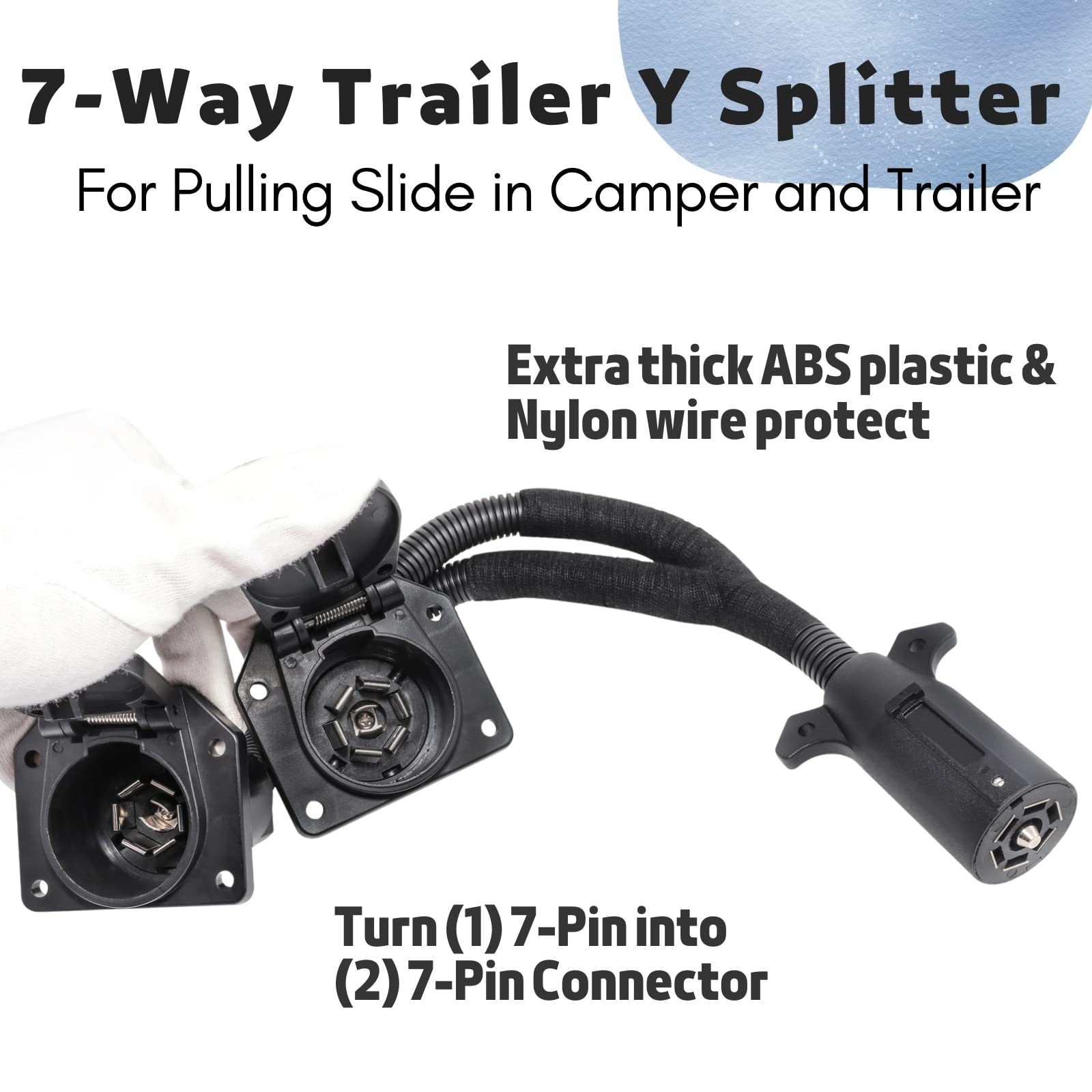 MECMO 7-Pin Y splitter connected to truck for multi-tow setup.