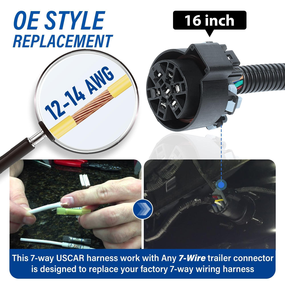 MECMO 7-pin trailer connector with color-coded wiring for easy splicing