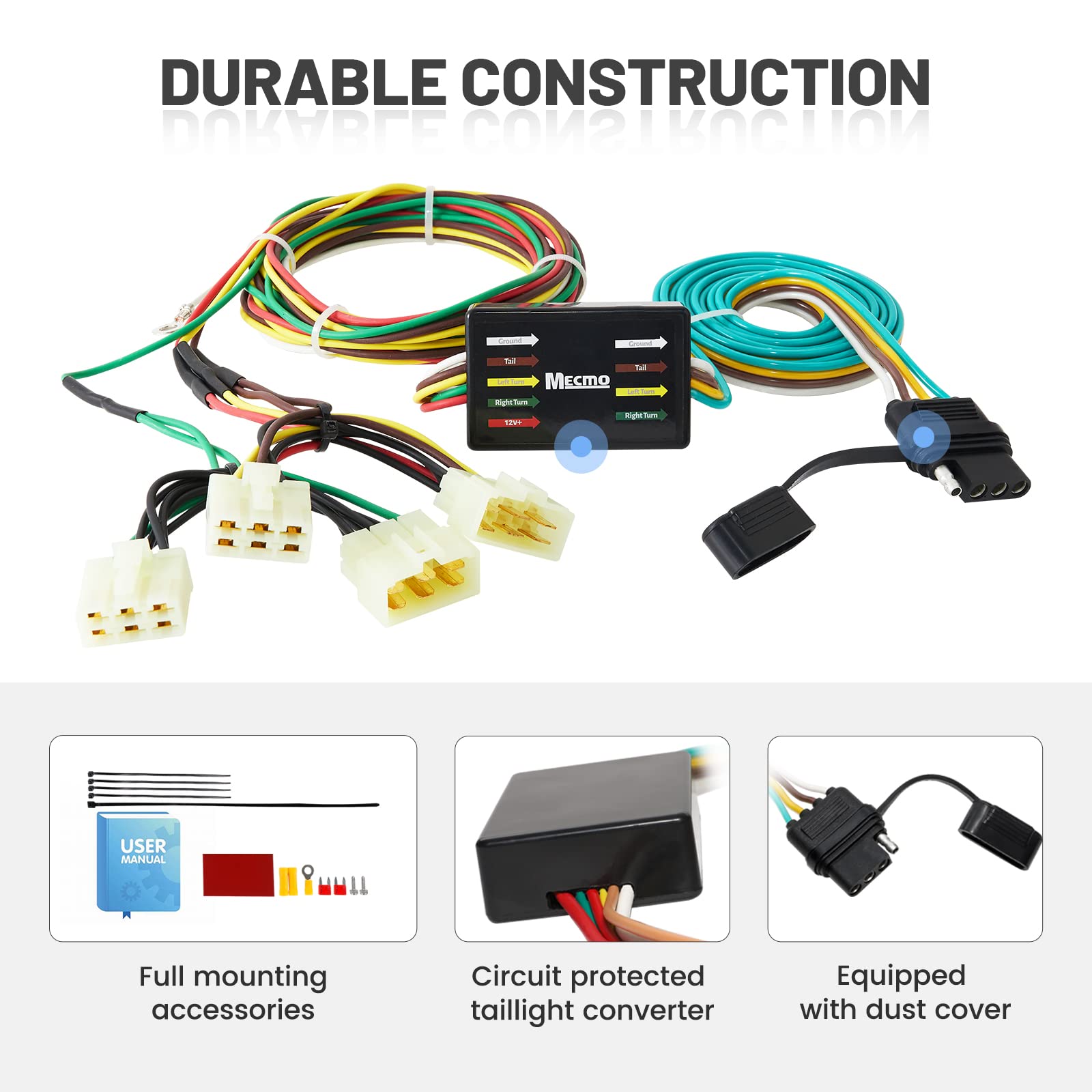 MECMO vehicle-side socket fits Toyota wiring for reliable trailer lighting.