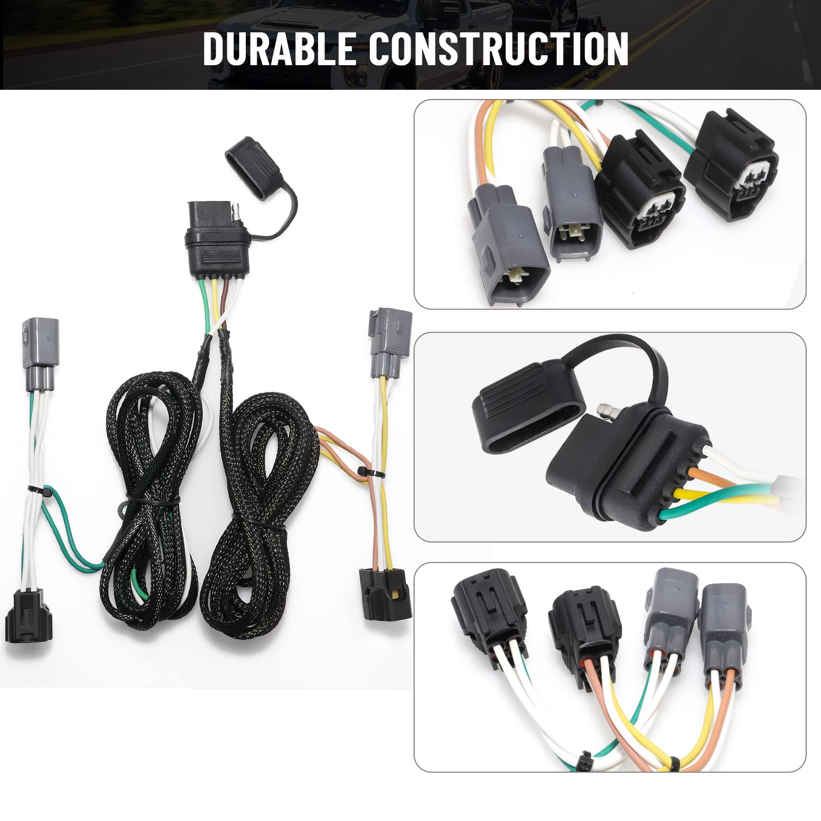 MECMO vehicle-side lighting plug connected to trailer wiring for reliable signals.