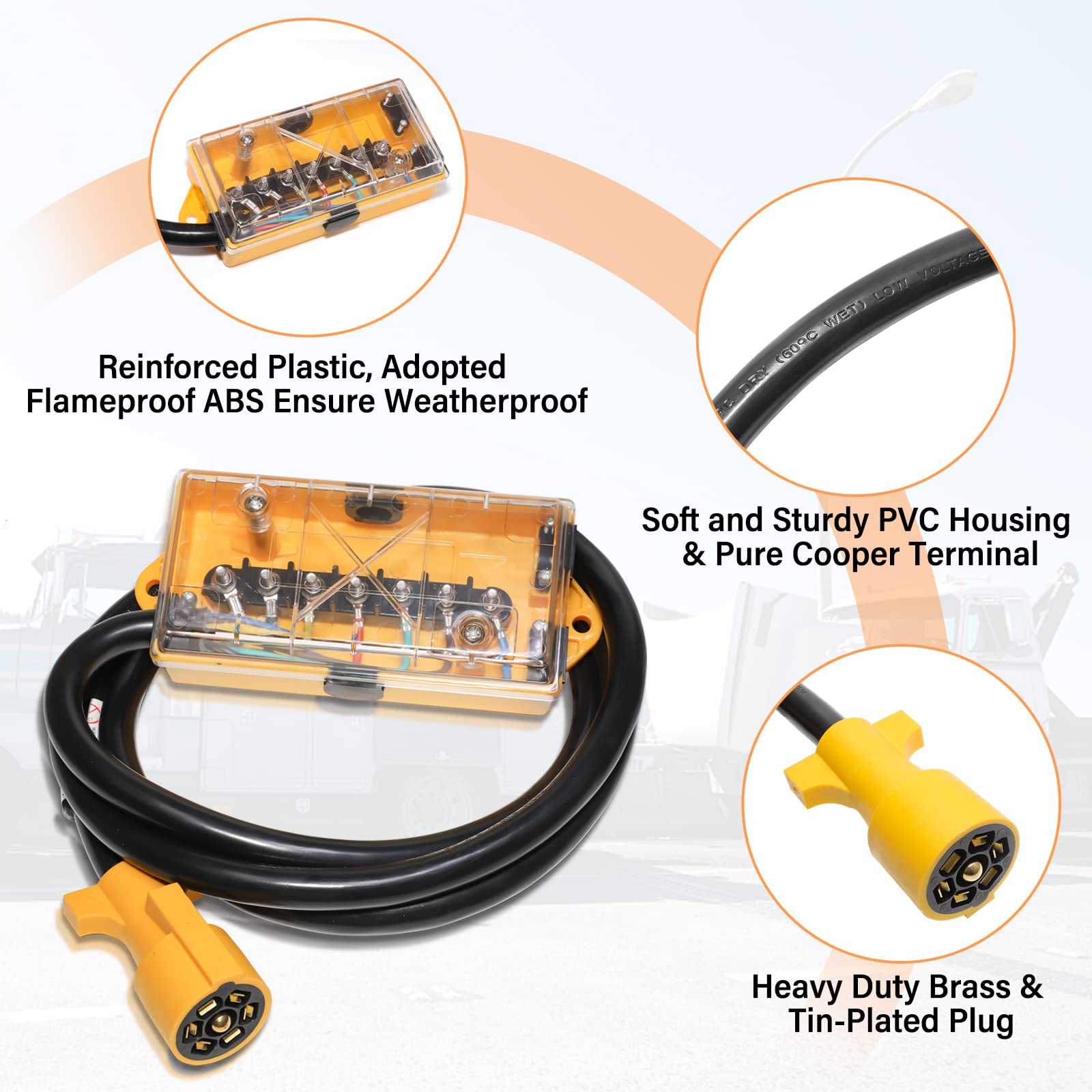 MECMO yellow trailer cord is easy to spot in storage.