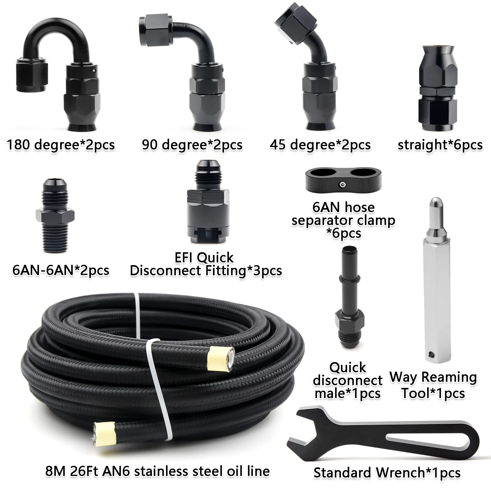 Medoon PTFE hose end fittings assembly for precise fuel routing