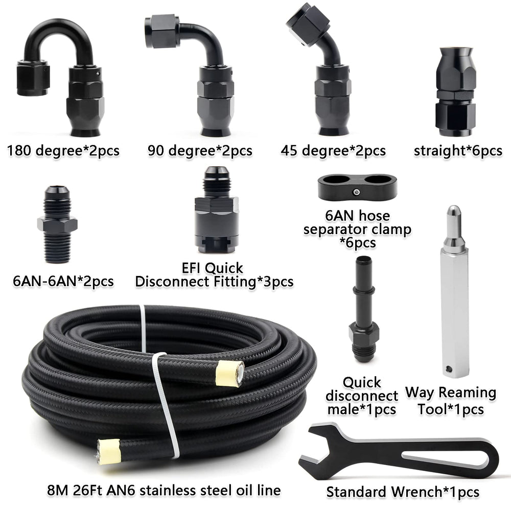 Medoon PTFE hose end fittings assembly for precise fuel routing