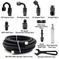 Medoon PTFE hose end fittings assembly for precise fuel routing