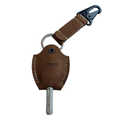 Meeboy leather key sleeve brown front view, compact protection for keys