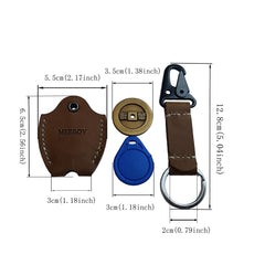 Meeboy brown leather key sleeve, side view with slim profile for keys