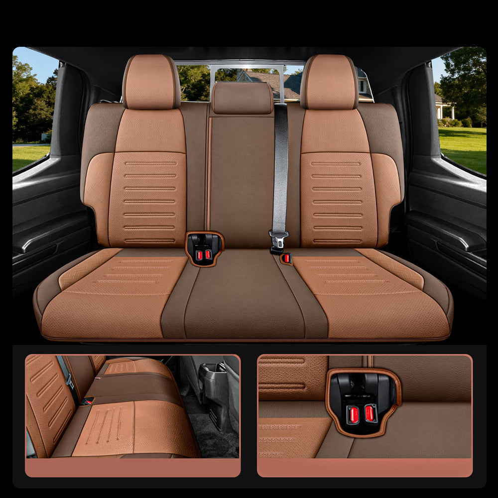 MeeKooMay Tacoma seat cover waterproof finish guards against spills and rain.