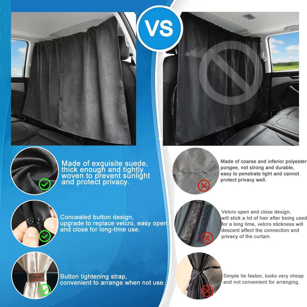 Meewoo car divider curtain for rear seats creates a private space for baby care.
