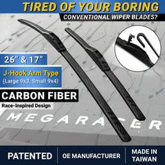 Mega Racer carbon-fiber wiper 17-inch front-blade for smooth, quiet wipe.
