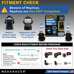 Mega Racer DOT-compliant headlight bulb for safer on-road use.