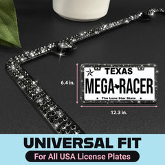 Mega Racer license frame side slim edge highlights discreet sparkle for sleek profile