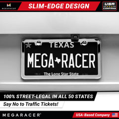 Mega Racer rattle-free frame with clips reduces plate noise on rough roads