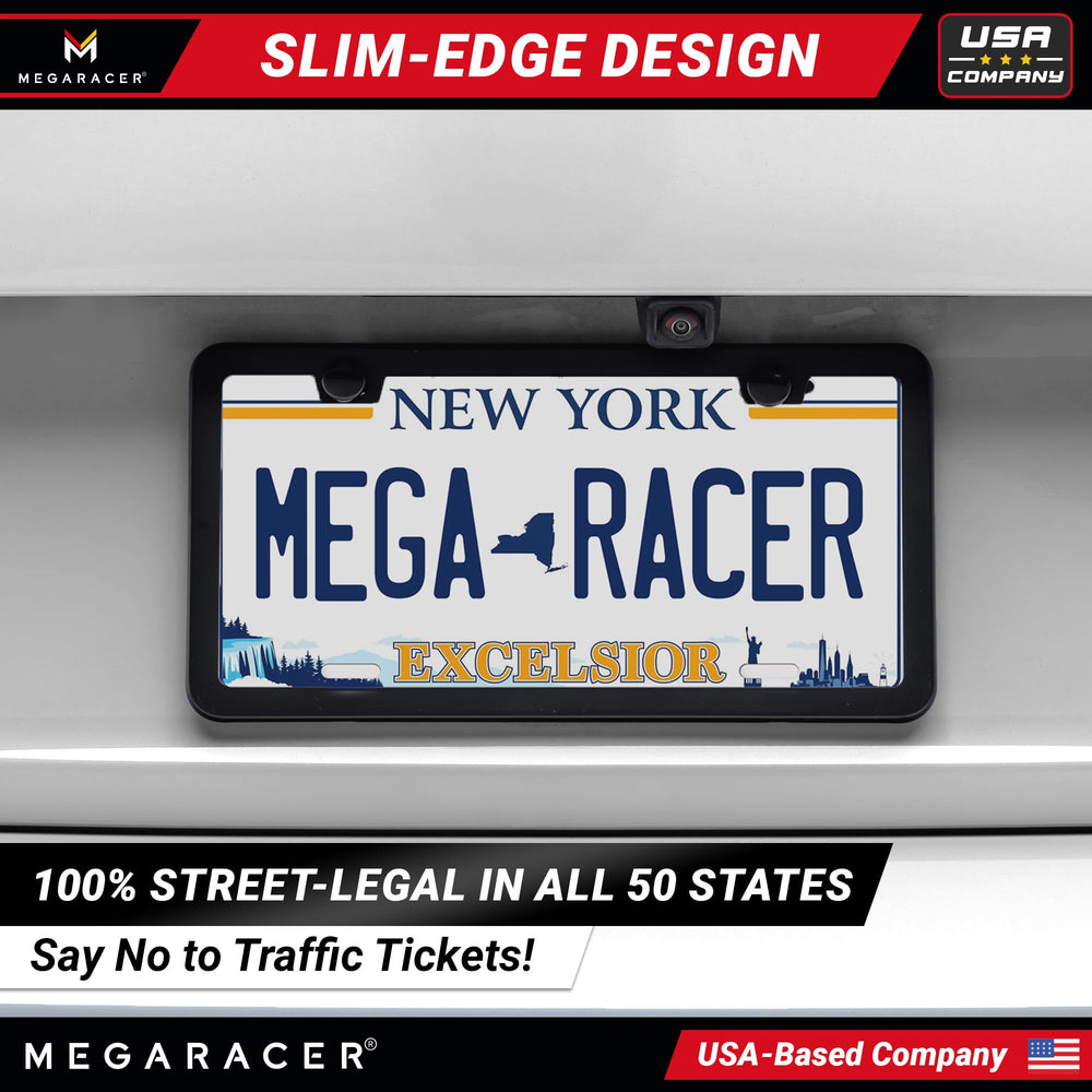 Mega Racer matte black frame rear tag holder gloss for complete coverage