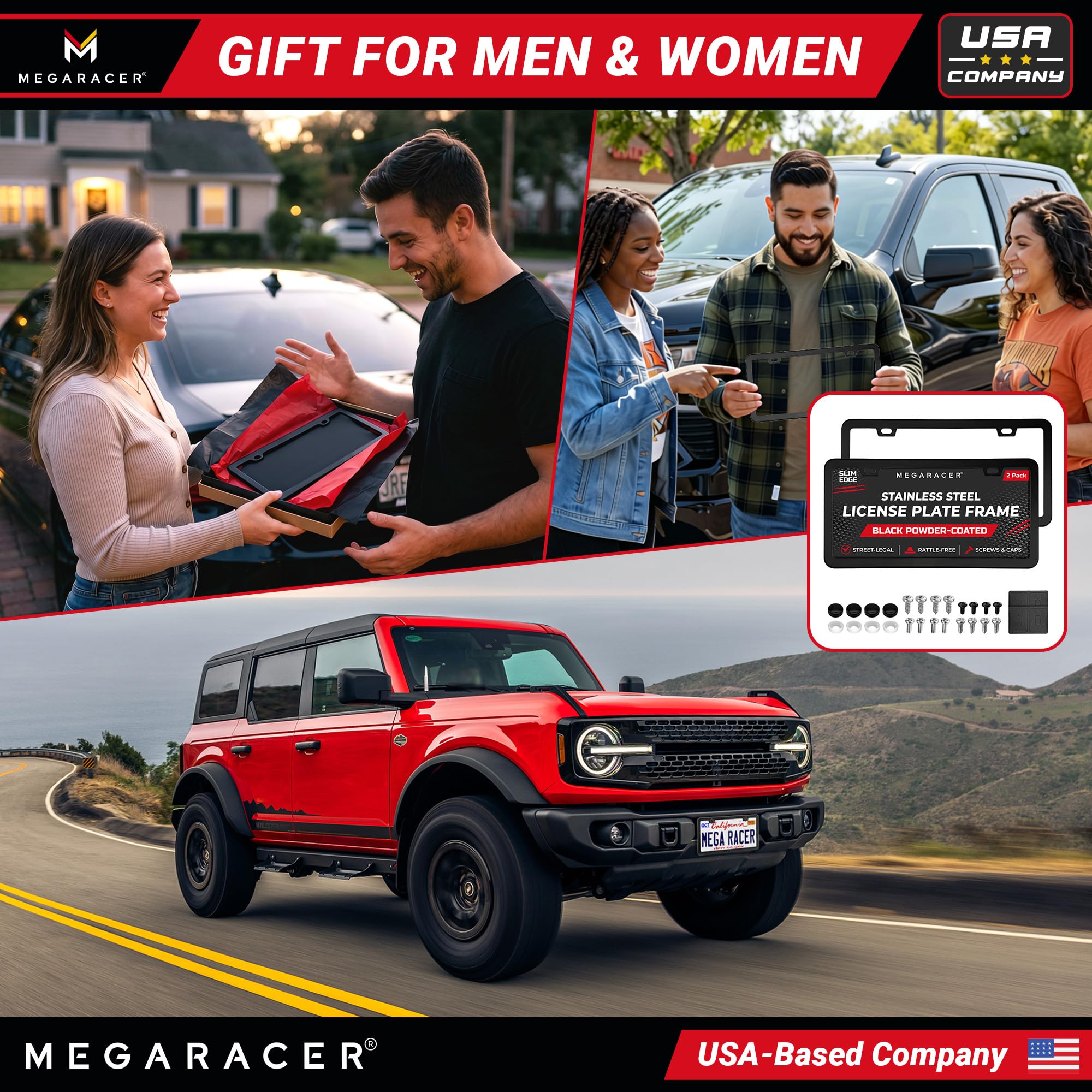 Mega Racer license frame street-legal for US and Canada plates