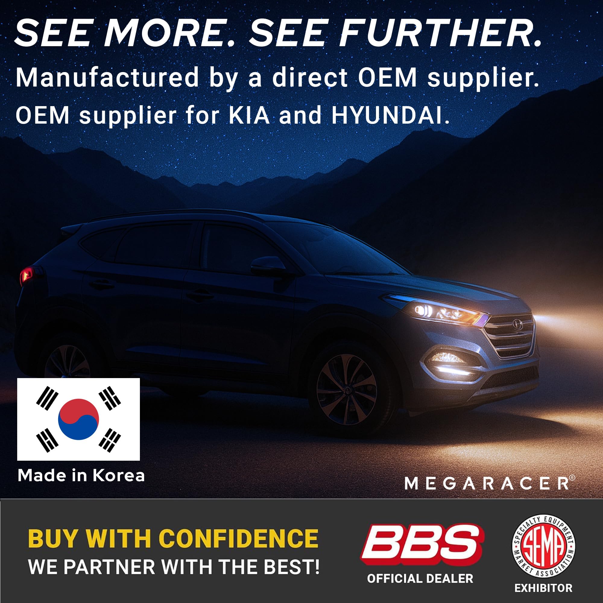 Mega Racer precise beam pattern for projector or reflector housings.