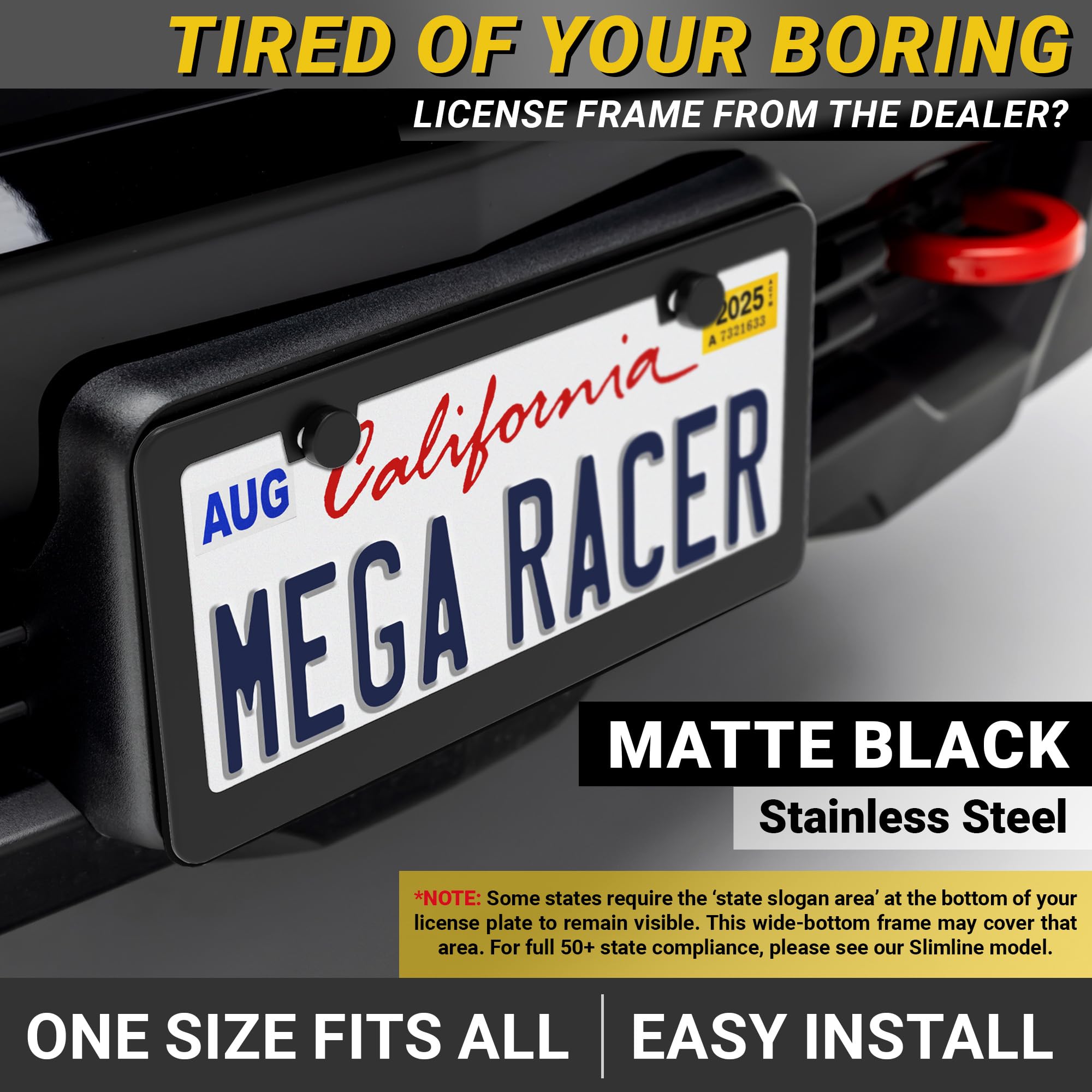 Mega Racer frame with rust-free stainless steel design built to resist weather.